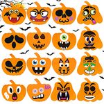 RMMD Halloween Crafts for Kids, Halloween Foam Pumpkin Arts Craft Kit 18 PCS Pumpkin Foam and 18PCS Pumpkin Decorating Face Stickers for Kids Halloween Arts and Craft Party Supplies for Kids Adults