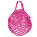 Okayji Cotton Fruit Vegetable Net Shopping Storage Bag Market String Reusable Tote with Handles, 1- Piece (Pink)