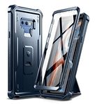 Dexnor Compatible with Samsung Galaxy Note 9 Case with Built-in Screen Protector Military-Grade 360 Full Body Shockproof Bumper Protection Cover with Stand - Blue