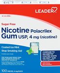 LEADER Nicotine Gum Stop Smoking Aid, 4 mg, Nicotine Transdermal System, Ice Mint, Polacrilex Quit Smoking with Behavioral Support Program, Sugar Free, 100 Count, Pack of 2