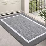 Colorxy Indoor Door Mat, Non-Slip Absorbent Resist Dirt Entrance Mat, Durable Low-Profile Inside Floor Mats, Washable Front Indoor Doormats for Entryway, 48''x32'', Grey