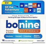 Bonine MAX Chewable for Motion Sickness Relief - with Meclizine HCL 50mg - Max Strength Formula to Treat Nausea or Motion Sickness - Cruise Essentials - Peppermint - 16 Chewable Tablets