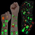 20 Sheets Christmas Temporary Tattoos Christmas Stocking Stuffers for Kids, Glow in Dark Tattoo Stickers Luminous Tattoos Make up Party Favors Filler Decoration for Boys and Girls (Christmas Style)