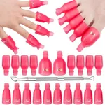 Makartt Nail Polish Gel Remover Tools Kit,20 Pcs Nail Soak Off Cap Plastic Resuable Finger And Toe Nail Clips,With Nail Clips And Double Ended Metal Cuticle Pusher UV Gel Polish For Removal Rose