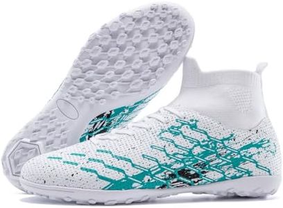 DGJG Men's Indoor Soccer Shoes, High-Top Turf Cleats, Non-Marking Sole | Lightweight TF Soccer Cleats with Breathable Comfort, Secure Fit & Multi-Surface Traction for Training & Competitive Games