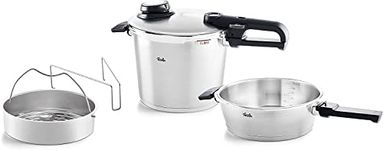 Fissler Vitavit Premium Pressure Cooker and Skillet Set with Steamer Insert, 2.6 Quarts & 6.3 Quarts