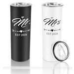 Mr and Mrs 2024 Tumbler Set, Engagement Wedding Gifts for Couples Newlyweds Wife Husband Bride to Be Newly Engaged 20oz Travel Tumbler Bachelorette Party Gifts