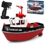 Yoyoom RC Boat, 1/72 RC Tugboat for Pools and Lakes, 2.4Ghz High-Speed Remote Control Boat with LED Lights and Low Battery Alarm for Teen and Adult