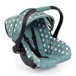 Bayer Design - Doll Deluxe Car Seat with Canopy Sun Grey Green - Toy for Dolls Up to 18 in. - Safety Belt - Star - Age 3+ - 67958AA