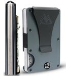 Mountain Voyage Minimalist Wallet for Men & Women with Money Clip or Cash Strap - RFID Blocking Metal Wallet for Men - Scratch Resistant Slim Card Holder Wallet - Front Pocket Wallet for Men & Women