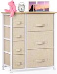 7 Drawer Fabric Dresser Storage Tower, Dresser Chest with Wood Top and Easy Pull Handle, Organizer Unit for Closets, Bedroom, Nursery Room, Office by Pipishell