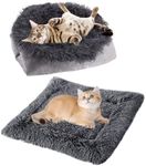 ToKinCen Cat Bed for Indoor Cats, Self Warming Pet Bed Function 2 in 1 Foldable Convertible Plush Soft Blanket Cat Bed Warm Cat Cushion Bed for Small Dogs and Cats, Machine Washable(Dark Grey)