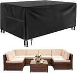 Neween Garden Furniture Cover Heavy Duty Waterproof Oxford Fabric Patio Set Cover Windproof Outdoor Patio Table Cover, Square/Rectangular, Black (180x120x74cm)