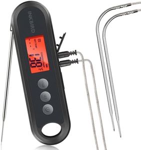 Inkbird Digital Food Thermometer IHT-2XP Supports External Probes Instant Read Meat Thermometer For Grilling Large Backlit LCD Temperature Alarms & Calibration Ideal For Cooking Meat Fishes Soups etc