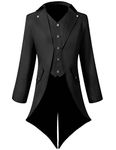 Lioop Men's Steampunk Vintage Tailcoat Jacket Gothic Victorian Frock Coat Uniform Halloween Costume (black, Small)