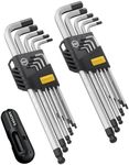 AMTOVL Hex Key Set, Allen Wrench Set, 18PCS Metric and SAE Allen Key Set Extra Long with Ball End T-Handle CRV & S2 Steel 1.5mm-10mm, 1/16-3/8