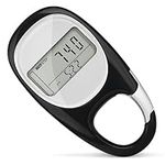 flintronic Pedometer 3D Walking Pedometer, Portable Sports Pedometer Clip On, Track Steps and Miles/Km Calories Burned in Real Time, Pedometer for Older Kids/Fitness Men/Women/Elders, Black