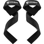 Lifting Straps (1 Pair) - Padded Wrist Support Wraps - For Powerlifting, Bodybuilding, Gym Workout, Strength Training, Deadlifts & Fitness (Black)