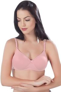 SIMONI Women's Poly Cotton Full Coverage Padded T-Shirt Bra (Light-pad-Side Light Peach 36C)