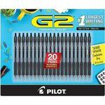 Pilot, G2 Premium Gel Roller Pens, Fine Point 0.7 mm, Black, Pack of 20