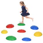 ZONEKIZ Stepping Stones Kids, 8PCs Balance River Stones with Non-Slip Mats, Indoor Outdoor Sensory Toys, Obstacle Course for Ages 3-8 Years, Stackable - Multicoloured