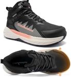 OrthoComfoot Women's Mid Top Waterproof Orthopedic Sneakers, Ergonomic Arch Support Reduces Foot Neuropathy Pain, Anti-Slip Ankle Shoes for Forest Trail Exploration Black/Beige Size 8