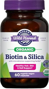 Oregon's Wild Harvest Biotin & Silica USDA Certified Organic Vegan Capsules for Hair, Skin & Nail Support with Microbiome-Supporting Herbs Non-GMO 60 Count