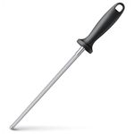 Knife Sharpener Rod, Kitchen Knives Sharpener Carbon Steel Professional Knife Sharpening Steel, Honing Rod with Hanging Holes (13 inches)