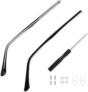 iplusmile 1 Pair Metal Glasses Replacement Arms Glasses Replacement Temple Black Eyeglasses Arms Legs, Screw Washers, Screws and Screwdriver for Glasses Eyeglasses Sunglasses