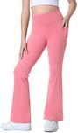 IUGA Girls Flare Leggings High Waist Cute Preppy Clothes for Girls Uniform Pants with Pockets Bell Bottom Pants Pink