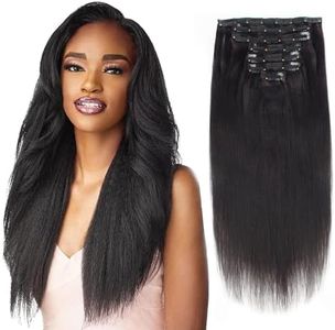 Lovrio Yaki Straight Clip Ins Brazilian Virgin Hair Extensions Double Weft for Black Women 7 Pieces 120g with 17 Clips YK 18"