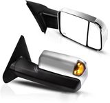 SCITOO Compatible fit For Dodge Towing Mirrors Chrome Rear View Mirrors 2002-2008 For Ram 1500 2003-2009 For Ram 1500 2500 3500 Arrow Turn Signal Side Marker Light Power Control Heated Features