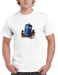 BBT Mens Jawa Steals Doctor Who Tardis Police Box T-Shirt Tee XL White