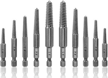 Bestgle 10 Pcs Screw Extractor Set High-Speed Steel Easy Out Broken Bolt Removal Kit Damaged and Stripped Screws Remover Water Pipe Screw and Spiral Removing Tool with 1/4" Hex Shank