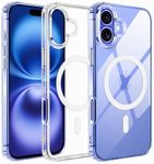 Amozo for iPhone 16 Back Case Cover | Ultra Hybrid Mag-Safe Camera and Drop Protection Back Case Cover for iPhone 16 - (Polycarbonate|Clear)