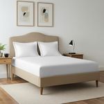 Pizuna 400 Thread Count Super King Fitted Sheet 180x200 cm with 2 Pillow Cases, White, 100% Long Staple Cotton, Soft Sateen Weave, Fitted Bed Sheets with 40 cm Deep Pocket