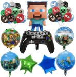 32PCS Pixel Balloons Birthday Party Decorations, Video Game Large 8 Foil Balloons and 24 Emulsion Balloons Pixel Gaming Theme for Party Supply