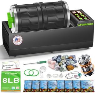 AtoRock A1 Pro Brushless Rock Tumbler Kit - Double Barrel for Large 8LB Capacity, Adjustable Speed & Timer, Durable Metal Base for Adults & Rock Collectors – Includes Full Accessories