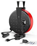 DEWENWILS 30 Ft Retractable Extension Cord Reel, Ceiling or Wall Mount 16/3 Gauge SJTW Power Cord with 3 Electrical Outlets Pigtail for Garage and Shop, 10 Amp Circuit Breaker, Metal Plate, ETL Listed