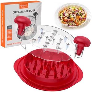 Upgrate Chicken Shredder, 10.8''Chicken Shredder Tool Twist with Transparent Lid, Ergonomic Handle and Anti-Slip Base, Dishwasher Safe, Cleaning Brush, Heat Resistant (Red)