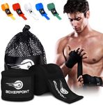 BOXERPOINT 180" Ringside Boxing Wraps for Men and Women | Boxing Hand Wraps for Boxing Gloves Men, Women, Muay Thai, Kickboxing, MMA - Professional Handwraps Breathable Boxing Glove Wraps | Black