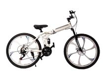 STURDY BIKES Foldable Magnesium Alloy Wheels MTB with 21 Speed Gears and Dual DISC Brakes (White)