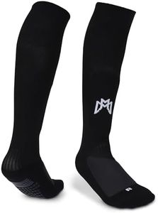 MediCaptain Soccer Grip Socks with Built in Shin Guards, Metatarsal Pad for Foot Protection - For Players with Shoe Size 6+ (US, Alpha, Medium, Regular, Regular, Black)