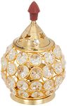 Amazon Brand - Solimo Brass Akhand Diya for Puja - Crystal Oil Lamp for Home décor (Oval Shaped)