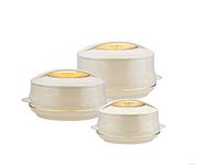 SQ Professional Insulated Casserole Pot Serving Dishes with Lids -3pc Olympic Thermal Hot pot - Food Containers Set -Soup/Salad Food Warmer-Hotpot Set 3.5, 6 & 8Liters (Beige)