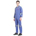 FRENCH TERRAIN® MEN'S 100% COTTON INDUSTRIAL WORK WEAR COVERALL BOILER SUIT with REFLECTIVE TAPE 210 GSM (L - 40, PETROL BLUE)