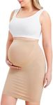 LANCS Seamless Maternity Pencil Skirt High Waisted Slip Skirt Pregnancy Shapewear Dress for Maternity Clothes, Beige, Small