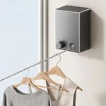 XENOTY Japanese Retractable Clothesline 4.2 Meter | Wall Mounted Clothes Drying Rope with Stainless Steel Wire, Rotary Lock & Smooth Retract System (Single Line Japanese Black)