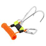 Reef Hooks for Diving, Diving Reef Hook Stainless Steel Reef Hook Diving Hook Safety Accessories with Spiral Coil Lanyard Quick Release Buckle(Orange)