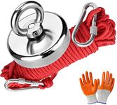 Fishing Magnets, 120KG(265lbs) Pull Force, Strong Retrieval Magnet Neodymium Magnets with 20m(65 Ft) Rope, Powerful Magnets for Fishing and Magnetic Recovery Salvage(Diameter 2.5in)